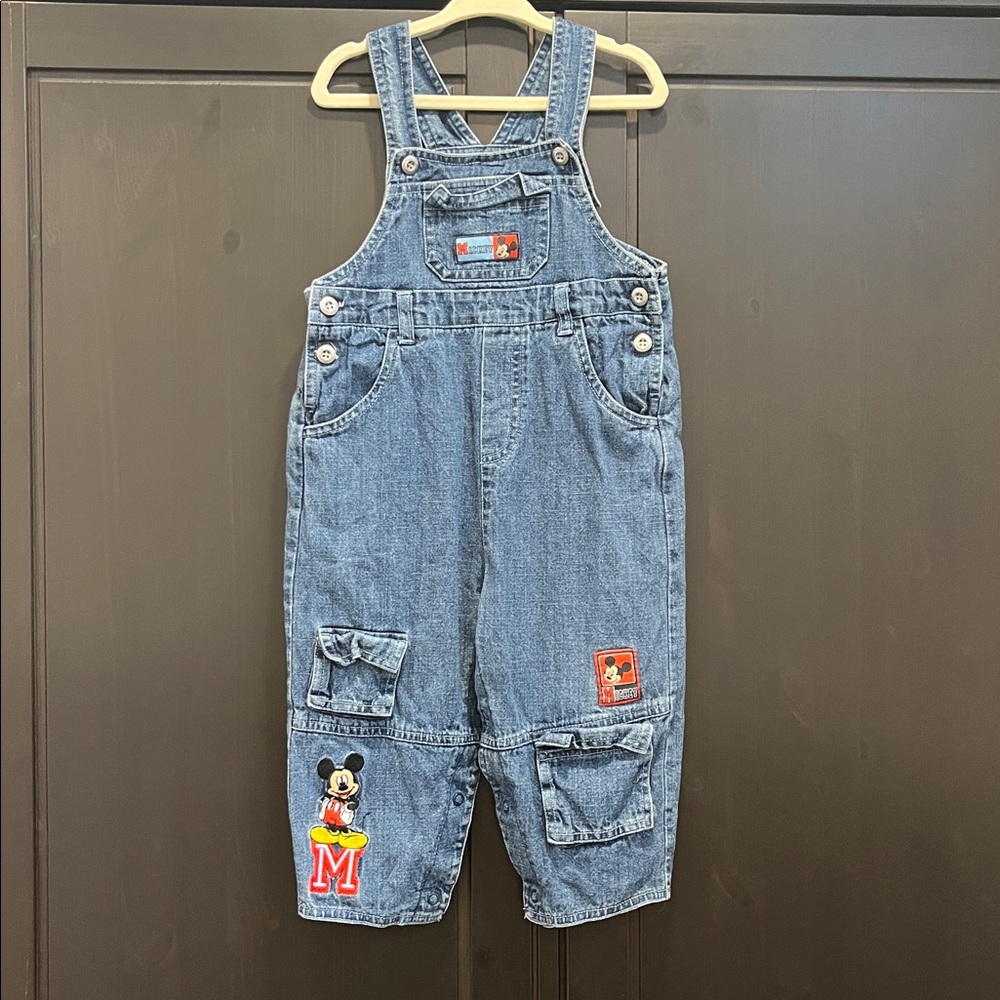 Disney Blue Denim Overalls with Mickey Patch